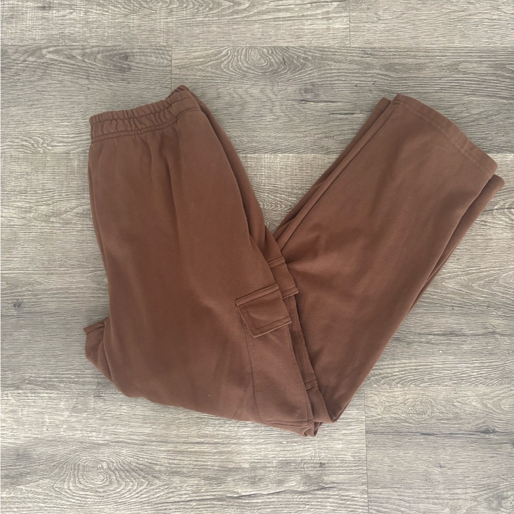 ANRABESS Brown Women Sweatpants High Waist Straight Leg Fleece Jogger Cargo